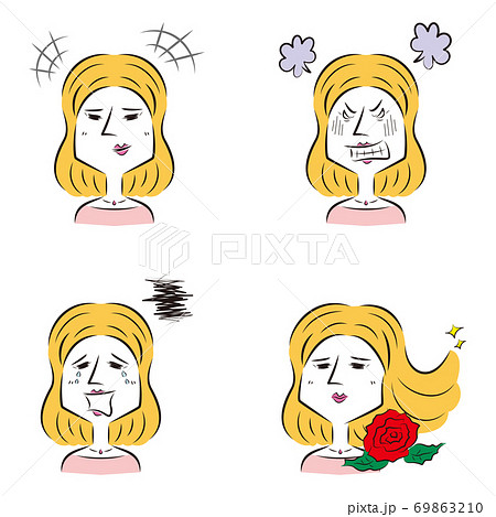 女性 喜怒哀楽 セットのイラスト素材