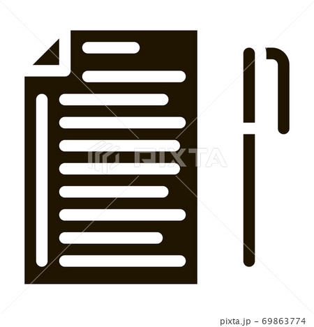 Voting Sheet with Pen Icon Vector Glyph Illustration 69863774