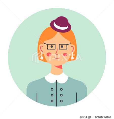 Portrait of elegant female character with headwear vector 69864868