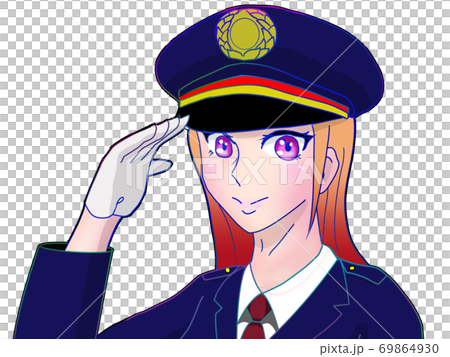 敬礼する鉄道員の女性 敬礼する鉄道員の女性 69864930