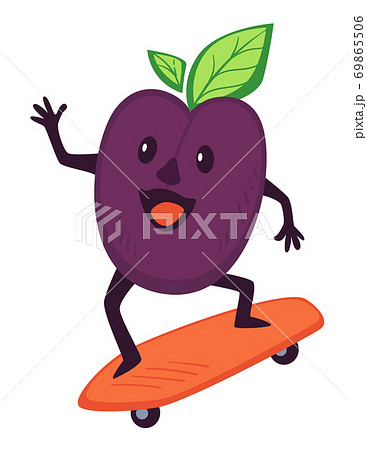 Plum Skating On Board Skateboarding Sportive のイラスト素材