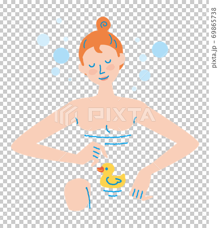バスタイム　若い女性　イラスト 69865738