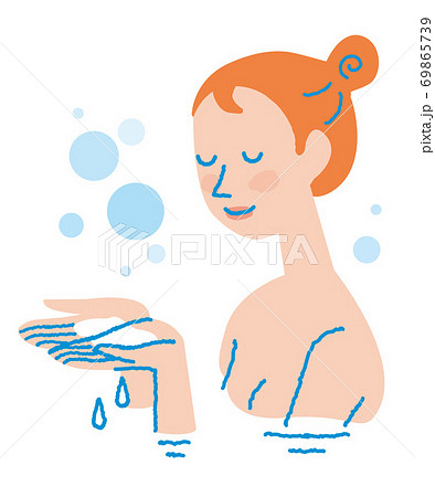 バスタイム　若い女性　イラスト 69865739