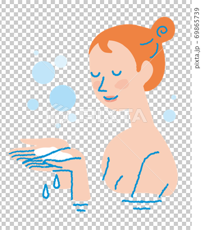 バスタイム　若い女性　イラスト 69865739