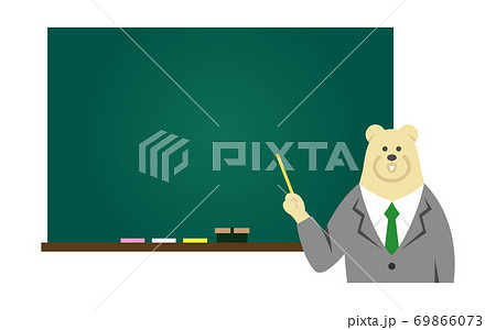 シロクマのビジネスマンと黒板のイラストイメージ シロクマのビジネスマンと黒板のイラストイメージ 69866073