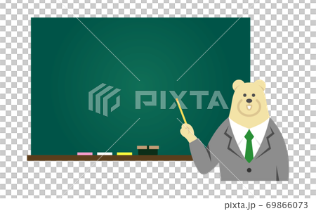 シロクマのビジネスマンと黒板のイラストイメージ シロクマのビジネスマンと黒板のイラストイメージ 69866073