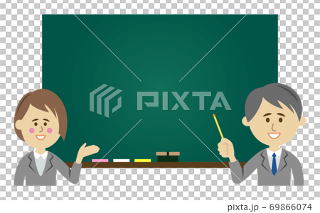 Illustration image of men and women in suits and blackboard Illustration image of men and women in suits and blackboard 69866074