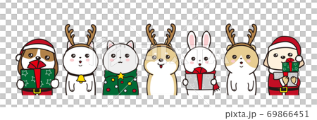 角色扮演聖誕節上半身的動物 角色扮演聖誕節上半身的動物 69866451