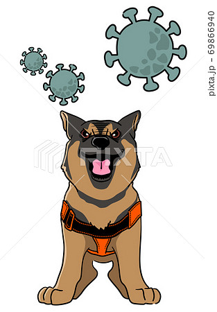 検疫探知犬のイメージイラスト シェパードのイラスト素材