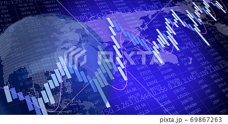経済チャートと世界地図 経済チャートと世界地図 69867263