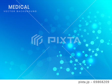 Abstract molecular structure on light blue background. Medical and science concept. 69868209