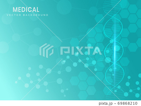 Abstract molecular structure and dna on light blue background. 69868210