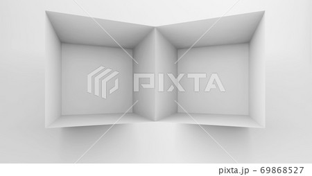 Abstract white cgi background with an empty shelf Abstract white cgi background with an empty shelf 69868527