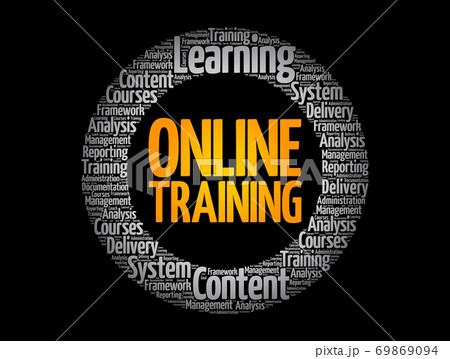 Online Training circle stamp word cloud 69869094