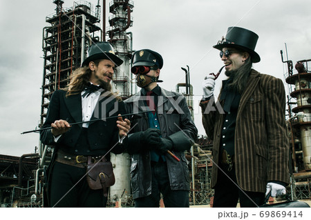 Three mans in steampunk style 69869414