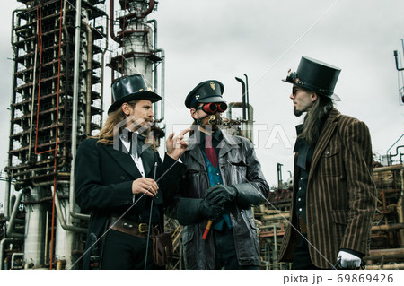 Three mans in steampunk style Three mans in steampunk style 69869426