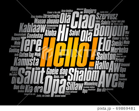 Hello word cloud in different languages of the 69869481