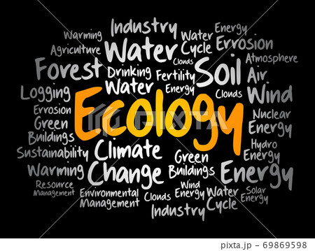Ecology word cloud, conceptual collage 69869598