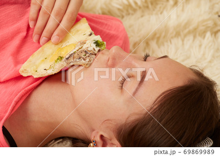 girl eating pizza girl eating pizza 69869989