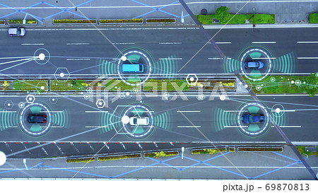 自動車のセンサーシステム　自動運転　次世代交通システム 69870813