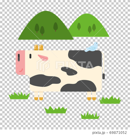 かわいい牛 横向き 背景付き かわいい牛 横向き 背景付き 69871052