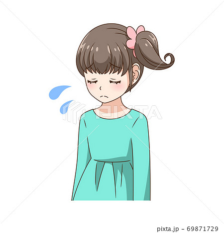悲しむ女の子のイラスト素材
