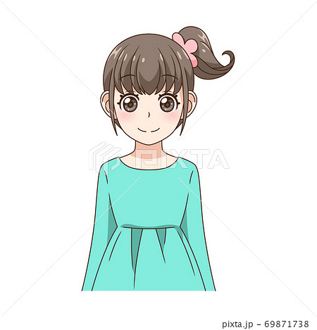 笑顔でカメラ目線の女の子のイラスト素材