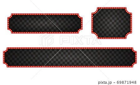 赤枠 電飾のテロップベース 黒ベース 変形枠のイラスト素材