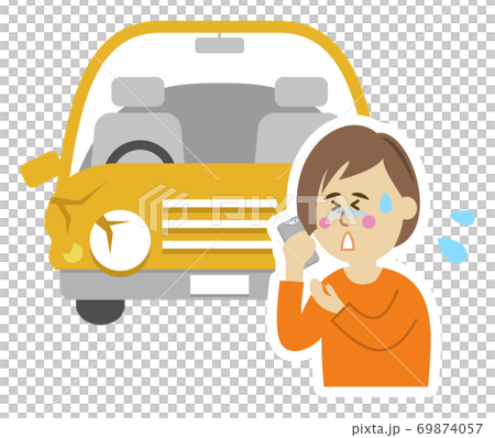 車禍和女人的插圖形象 車禍和女人的插圖形象 69874057