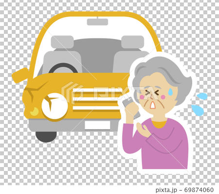 自動車事故と高齢者のイラストイメージ 69874060