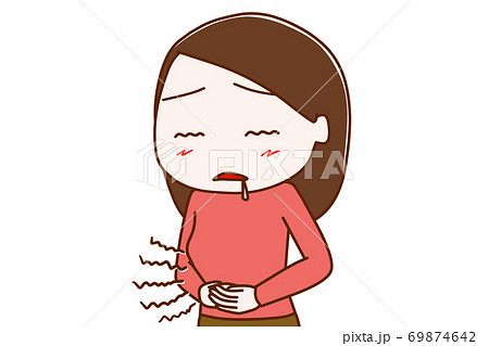 お腹がグーグー減って力が出ない女性 お腹がグーグー減って力が出ない女性 69874642