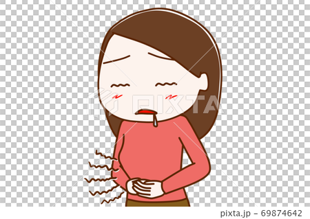 お腹がグーグー減って力が出ない女性 お腹がグーグー減って力が出ない女性 69874642