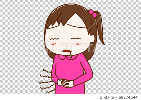 お腹がグーグー減って力が出ない少女のイラスト素材