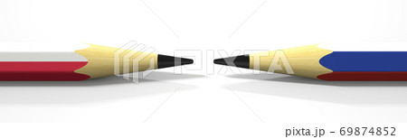 Flags of Poland and Russia on the pencils, 3d rendering Flags of Poland and Russia on the pencils, 3d rendering 69874852