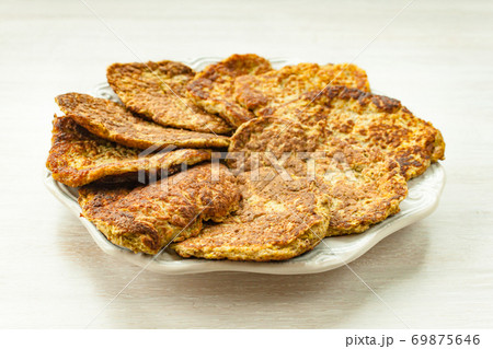 Vegetable Zucchini fritters served round layout 69875646
