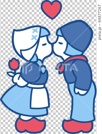 Delft Blue kissing couple 69877267