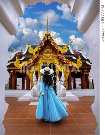 Tourist visiting at Wat Khua Khrae in Chiang rai, Thailand. 69877742