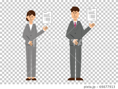 Men and women in suits with documents Men and women in suits with documents 69877913