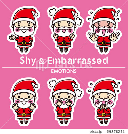 サンタクロースの表情セット/ 照れる / 恥ずかしい 69878251
