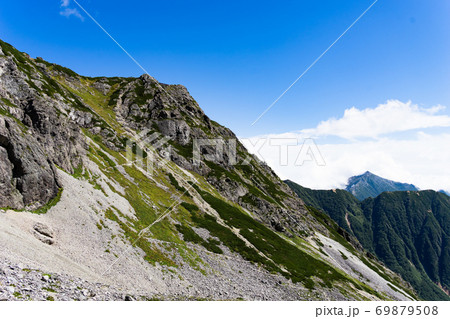 北アルプスの山の稜線 北アルプスの山の稜線 69879508