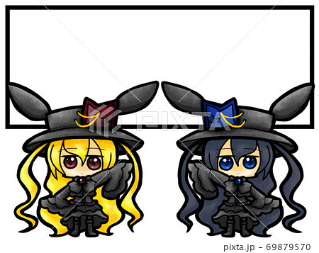 原宿系の可愛い双子ゴシック調ロリィタのイラスト素材