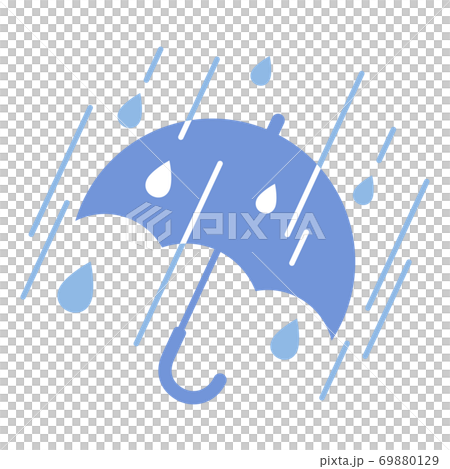 かわいい天気のアイコン_暴風雨_傘_イラスト 69880129