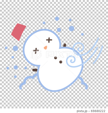 かわいい天気のアイコン_暴風雪_雪だるま_イラスト 69880222