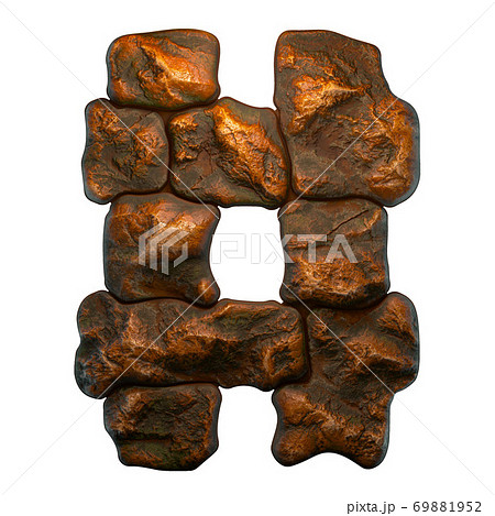 Rocky symbol hash. Font of stone on white background. 3d Rocky symbol hash. Font of stone on white background. 3d 69881952