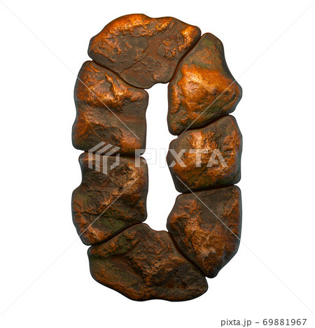 Rocky number 0. Font of stone isolated on white background. 3d Rocky number 0. Font of stone isolated on white background. 3d 69881967