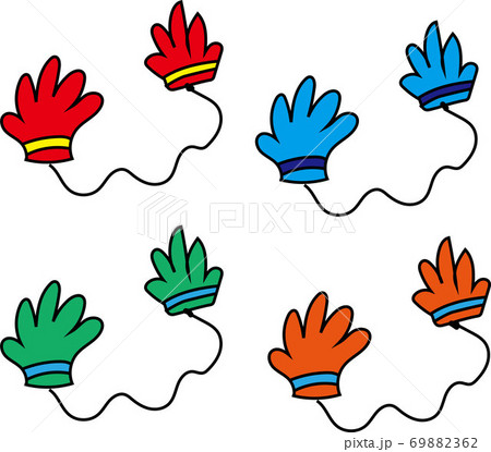 カラフルな手袋の手描きセットイラストのイラスト素材 6962