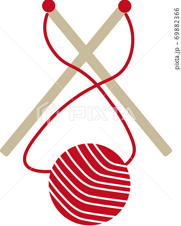 手編みの毛糸玉と編み棒のイラスト素材 6966