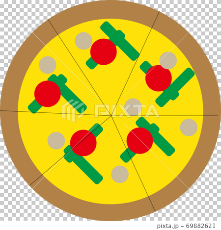 ホールのピザのイラストのイラスト素材