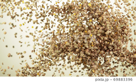 Lentils raw pieces hitting up in the air 69883396