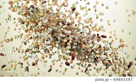 Legumes mix pieces hitting up in the air 69883397